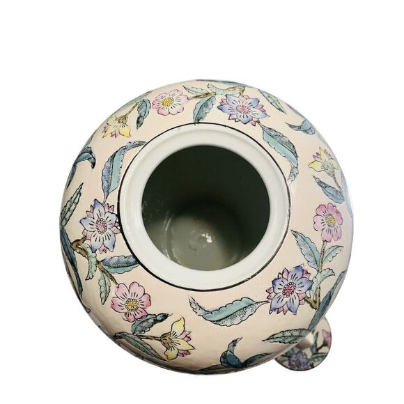 Vintage 12” WBI Floral Botanical Chinoiserie Plum tree blossoms Ceramic Vase Urn - Picture 3 of 11